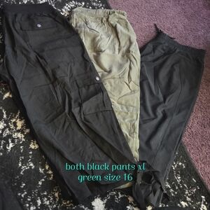 Three Casual Capri Pants Bundle - Black & Olive Green